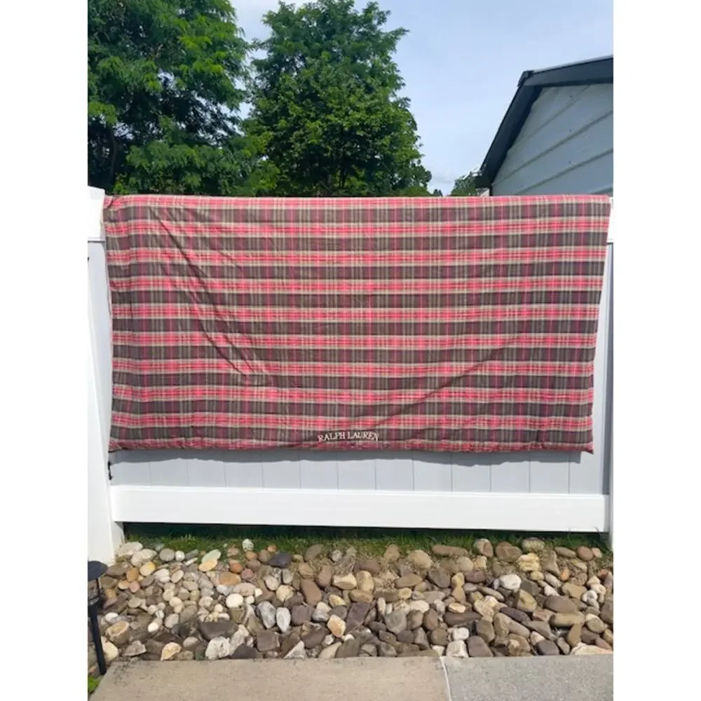 Ralph Lauren King Tartan Plaid Duvet Cover Comforter Set Embroidered Logo Cabin